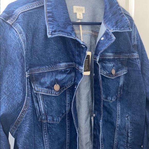 a.n.a Midweight Stretch Denim Button Blue Jean Jacket Dark Rinse Plus Size XXL - Picture 5 of 13